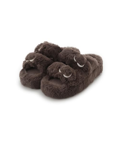 Women's Valentine Heart Buckle Eco Fur Room Shoes