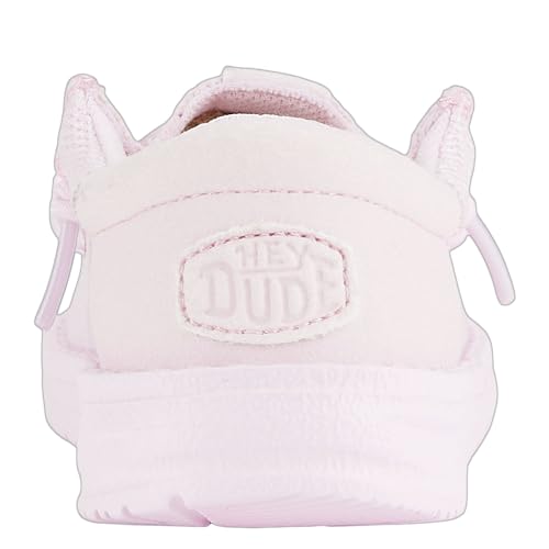 Image of HEYDUDE Unisex Toddler Wally Funk Mono Slip On Shoe, Light Pink Size 7 | Lightweight Textile Loafer with Elastic Laces & Foam Insole