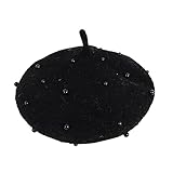 FOMOYUU Kids Girl French Wool Pearl Berets Princess Warm Fashion Toddler Girls Cap Hats 2-6Y (Black, 2-6 Years)