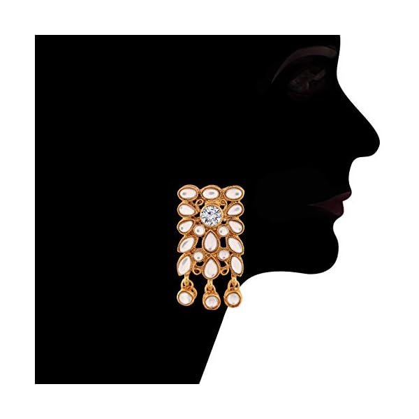 I Jewels 18K Gold Plated Traditional Kundan Studded Pearl Choker Necklace Jewellery Set for Women (ML236) - Image 6