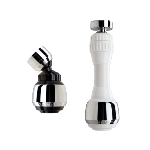 Siroflex 2507/5 W "Duetto" 1 paille blanche aérateur robinet de cuisine Sirius avec joint en laiton et économiseur + 1 briseur aérateur de cuisine Sirius avec double joint fabriqué en Italie Cover