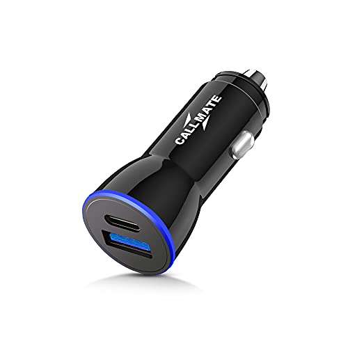 Image of CALLMATE TEP-21,Dual Port Car Charger with Type-C PD 18W Port and USB A Quick Charge QC 3.0 Port, LED Indicator Charging Compatible with iPhone13 /12 /11 Pro /Max /XR /XS,iPad Pro /Air,Galaxy S21 /10 /9