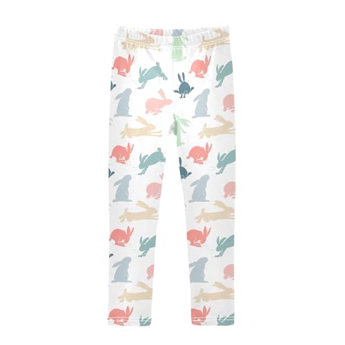 Rabbit Silhouette Girls Leggings,Workout Leggings for Girls Toddler Athletic Leggings Size for 3-10T