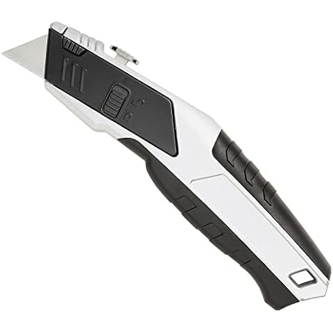 Steel Vision Tools Auto-Loading Squeeze Utility Knife with 6 Heavy-Duty Blades, Built-in Storage & Comfort Grip Handle, Box Cutter with Easy Blade Change for Professional & DIY Use (1 pc) Cover