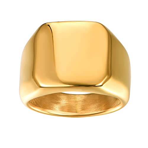 TUNGSTORY Acier Inoxydable Bagues Or Carré Large Chevalière Hommes Anneau Carré Bague d'Amitié Anneaux pour Hommes Taille 54(17.2) Cover
