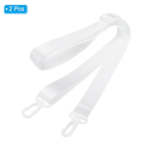 Image of PATIKIL 125cm x 2cm Replacement Shoulder Strap, 2 Pack Adjustable Swivel Clips Hook Buckle Slide Crossbody Bag Belt for Water Bottle Carrier Sling Bag, White