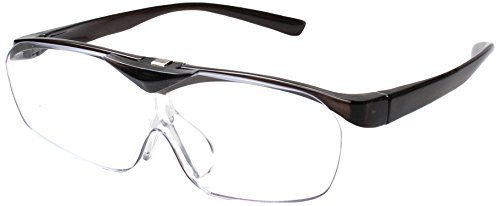 両手が使えるメガネ型拡大鏡 1.6倍ルーペ Face Trick glasses 掛けたままハネアゲ可能 ブラック
