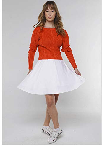 Suéter de Tricot Mangas Bufantes Gola Canoa Sob Laranja Terra (P)