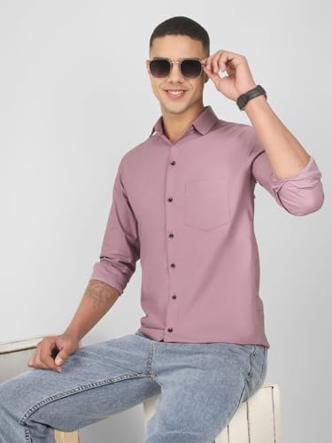Image of Mens Cotton Lycra Full Sleeve Slim Fit Semi-Formal Shirt | Textured Pattern | Curved Hem