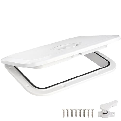Marine Boat Hatch Deck Cover Lid,Marine Deck Access Hatch & Lid,10.63” X 14.76” White Rectangle Boat Access Door for Bass/John/Fishing/Skiff/Sailboat/Yacht,Waterproof Cover Easy to Install,1PCS