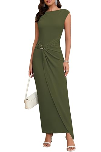 Image of Cocktail Dresses for Women 2026 Summer Formal Bodycon Cap Sleeve Dress Elegant Wedding Guest Party Long Maxi Dress