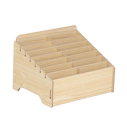 Awleynz 14 Gitter Handygarage Schule, Handy Hotel Aufbewahrungsbox Holz, Multi-Grid-Aufbewahrungsbox FüR Mobiltelefone, Klassenzimmer, BüRo, Schule (Wood color, 14 Grid)