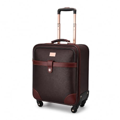 Image of 3G VACANZA Small Cabin Luggage (18 inch) 4 Wheels Vegan Leather Trolley Bag /Laptop Roller Case Unisex - Brown