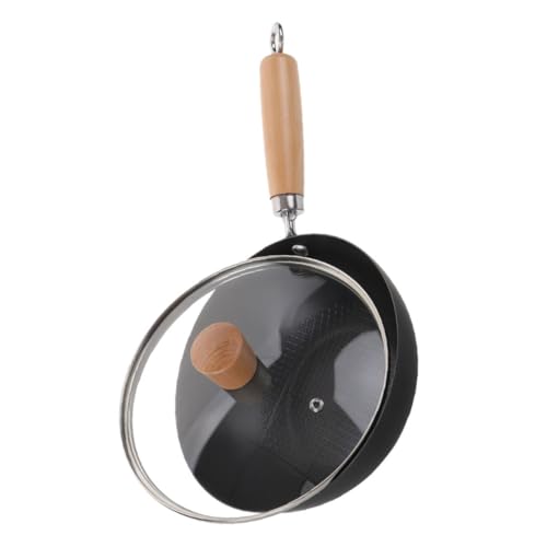 Wok de hierro fundido con tapa y mango de madera miniatura 1