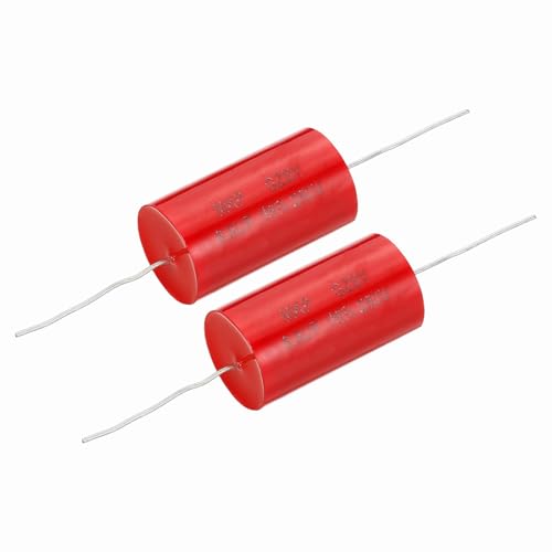 sourcing map 2pcs 5.6uf Frequency Divider Capacitor, 250V Red Axial Audio Speaker Crossover MKP Film Capacitor
