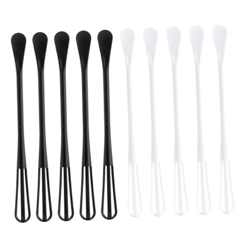 STOBAZA Batidor de Huevos Manual Plástico 10 Piezas (5 Negro 5 Color Claro) Mini Batidor para Mezclar y Hornear Utensilios de Cocina Multiusos para Repostería y Hogar