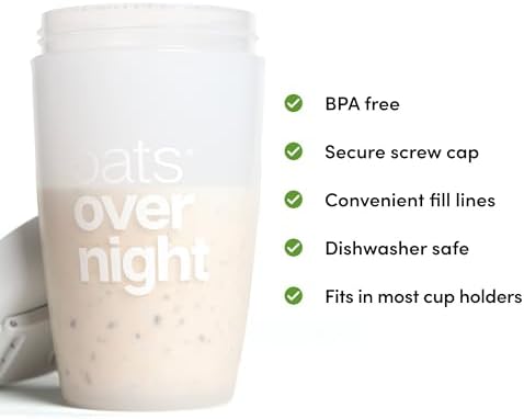 Oats Overnight 단백질 오트밀 셰이커 병, 500ml(20온스), 그린 — 사진 2