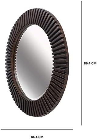 Large Wall Mirror 34" Inch Circle Hanging Wall Framed Mirror for Living Room Hallway Vintage Bronze Round Big Mirror Home Art Decor Lounge Wall Mounted Mirror for Bathroom