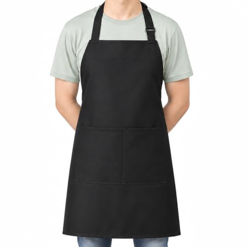 Delantal Cocina Impermeable Ajustable con 2 Bolsillos para Mujer Hombre