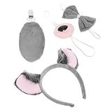 Holibanna Koala Kostüm mit Ohr Haarreif Schleife Schwanz und Nase Graues Tierkostüm für Mädchen Kleinkinder und Erwachsene Bequemes Cosplay Zubehör für Halloween Festival und Party