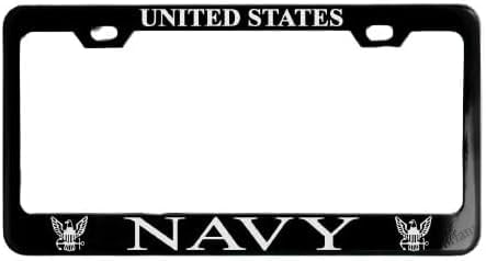Navy License Plate Frame-Ideal Military License Plate/Universal Black License Plate Frame 12x6/Ideal Automotive Exterior Accessories/Car Accessories Front Back Car Tag Framed Vanity Plate
