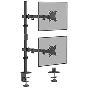 WORLDLIFT Monitor Halterung 2 Monitore, Vertikale Doppelmonitorhalterung für 17-32-Zoll-LCD-LED-Bildschirme VESA 75x75 100x100mm