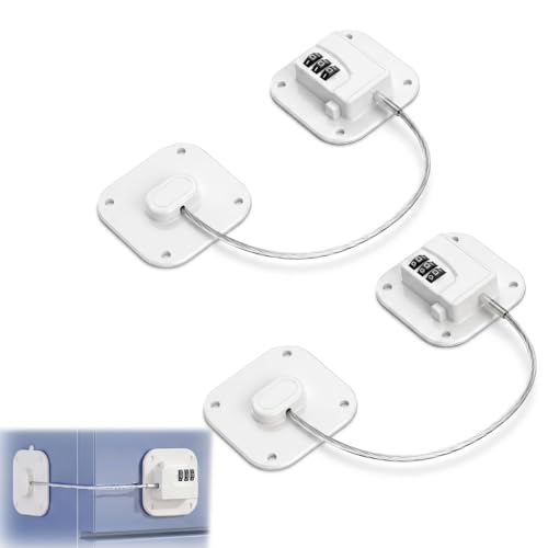 2 Pièce Serrures de Réfrigérateur, Verrou de Réfrigérateur avec Code Securite Fenetre, Cadenas Code Securite Frigo pour Convient aux Fenêtres Armoire...