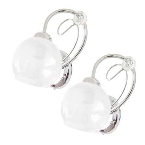 MAKA [X2] Applique da Parete Interno Vintage, Applique Camera da Letto con Portalampada E14 (Lampadina non inclusa), Lampada da Muro in Ferro Battuto in Vetro Artigianale (2x Applique Bianco)