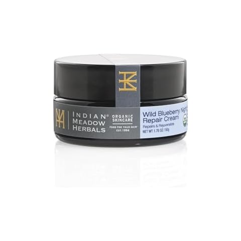 Indian Meadow Herbals Wild Blueberry Night Repair Cream (1.76 oz.) USDA CERTIFIED ORGANIC. Nourishes & rejuvenates. Promotes a radiant complexion. Cover