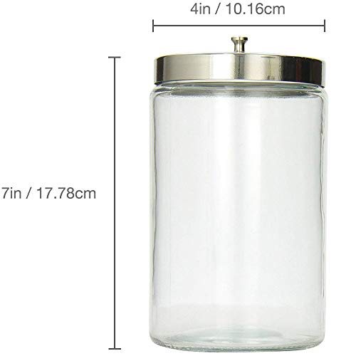 Mabis Decorative Storage Apothecary Clear Glass Jar For Kitchen, Bathroom Or Laundry Organization, Medical Sundry Jar With Metal Lid, 4.1 X 3.9 X 7 Inches #TOP3