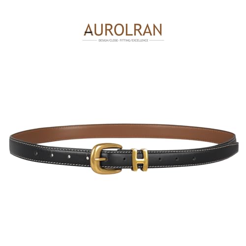 Image of Aurolran Women's Leather Belt with Buckle - Ideal for Dresses, Jeans, and Coats