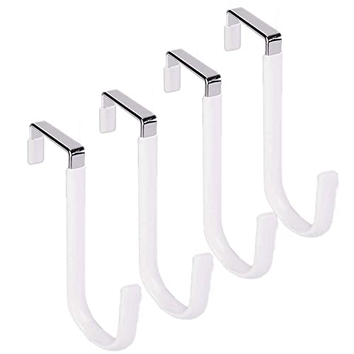 iHMeiju Over The Door Hooks Set of 4, Single Hooks Hanger Metal for Hanging Towel Coats Clothes Hats Bags Bathroom