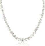 14K Yellow Gold 14K White Gold AAA Freshwater Cultured White Round Pearls, 4mm-9mm Graduated 18" Str