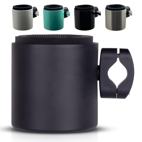 Kroozie Stealth Bike Cup Holder - The Ultimate Handlebar Accessory for Your Ride - Fits All Bikes, E-Bikes, Scooters & Keeps Your Cups Beverage Secure Flat Black