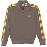 adidas firebird men`s track jacket - mid. cinder / pure yellow (large)