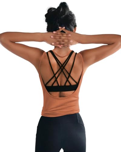 Image of OYANUS Womens Summer Workout Tops Backless Yoga Shirts Open Back Tank Tops