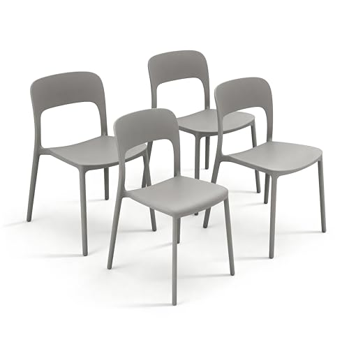 Arreditaly Set 4 Sedie Da Giardino In Polipropilene Impilabili Leggere E Resistenti Ideali Per Esterni Terrazze Giardini Bar Dehors Ristoranti 41 x 82,5 x 52 cm (Grigio)