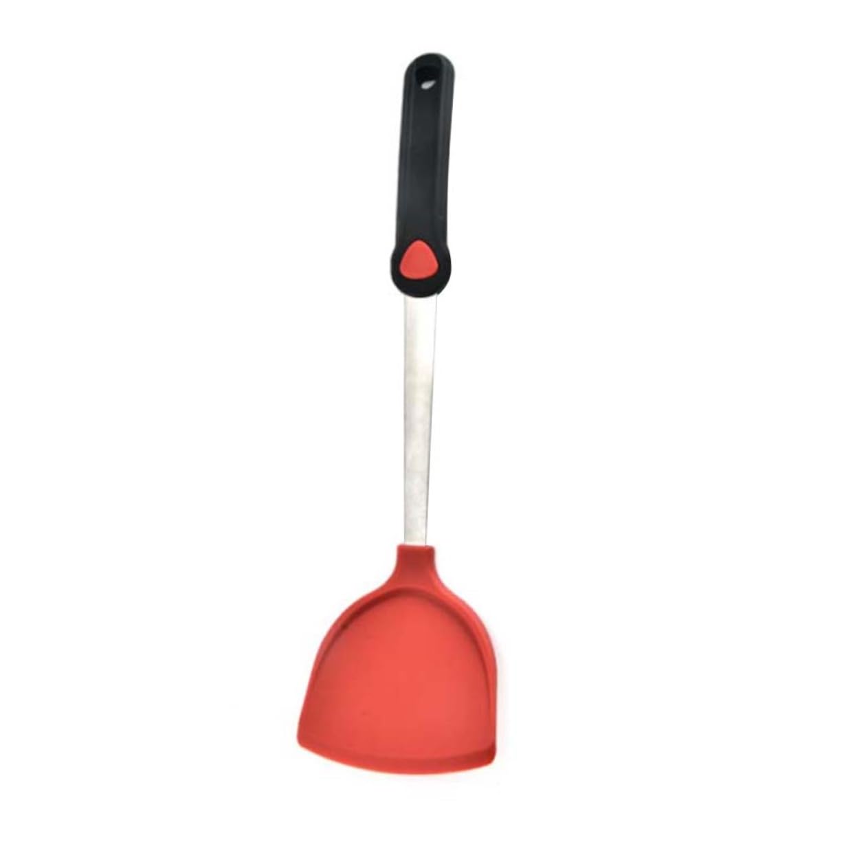 Spatola da Cucina in Acciaio Inossidabile Impugnatura in Silicone Antiscivolo per Wok e Padelle Antiaderenti