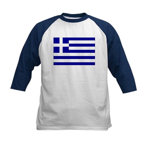 CafePress Greece Flag Kids Baseball Jersey Kids Cotton Baseball Jersey, 3/4 Raglan Sleeve Shirt