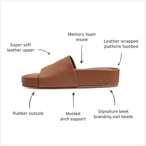 BEEK Pelican Leather Platform Sandal for Women, Slip-On Design, Features Molded Arch & Leather-Wrapped Memory Foam Footbed3