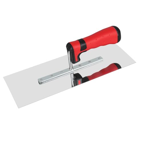 Edelstahl Glättekelle mit Softgriff Traufel 28x11cm Spachtel Kelle Putz glatt Maurerkelle Putzkelle Stukkateurkelle Spachtel Werkzeug zum Verputzen Glätten