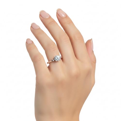 Image of Choose Your Gemstone Petite Dome Engagement Ring Rose Gold Plated Round Shape Petite Engagement Rings Everyday Jewelry Wedding Jewelry Handmade Gifts for Wife US Size 4 to 12