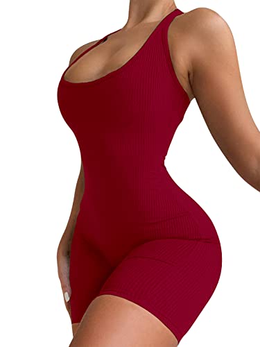 Vutru Womens Sexy One Piece Tank Top Sleeveless Backless Bodycon Shorts Jumpsuits Bodysuit Catsuit Ribbed Sports Romper #TOP1