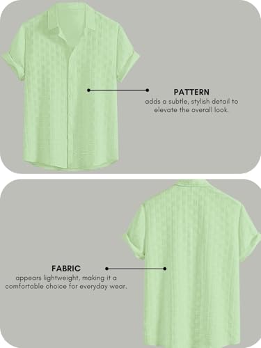 Image of Leriya Fashion Men's Formal Button Down Shirt - Slim Fit Office Wear Shirt for Men | Textured Short Sleeve Polycotton | Business & Meeting Ready (Available in Plus Size)