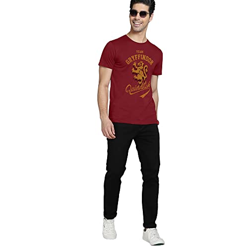 Image of Free Authority Harry Potter Printed Regular Fit Maroon Cotton Men's T-Shirt