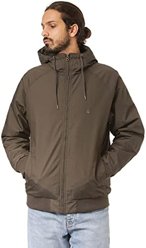 Volcom Men's Hernan Teflon 5k Heavy Weight Hooded Jacket, Lead, SMALL