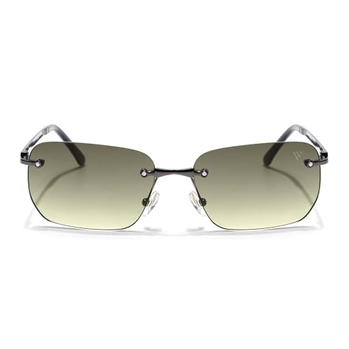 Image of Voyage Rimless Polarized Sunglasses for Men & Women (Black Lens | Black Frame - MG7601)