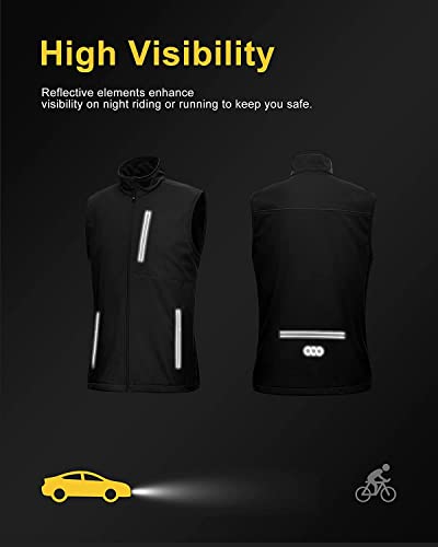 33,000ft Leichte Softshell Weste für Herren, Wasserdichte Winddichte Laufweste, Atmungsaktive Vest Gilet Ärmellose Jacke für Radfahren, Laufen, Wandern, Golf, Arbeit Schwarz M