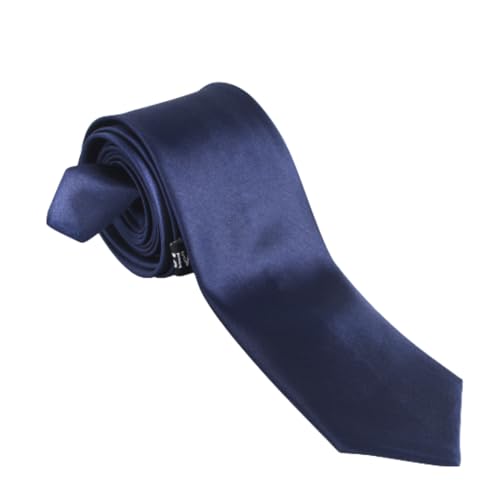 Image of Men's Satin Slim Necktie for Formal Wear | Premium Solid Tie for Office, Wedding, Business Meetings, Party & Interview | Stylish Silk Feel Neck Tie for Men with Pocket Square