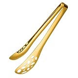 HOLIDYOYO Küchenzange Multifunktional Rutsch Hitzebeständig Ergonomisch für Grillen Kochen Toasten Goldfarben